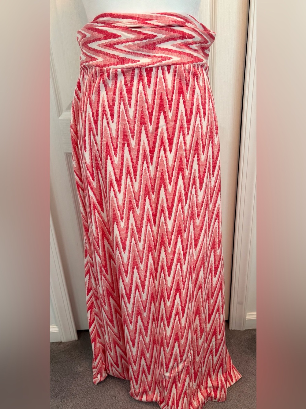 Women’s Coral Chevron Maxi Skirt